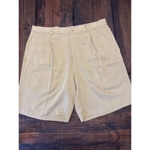 Tommy Bahama Silk Shorts Pleated Khaki Golf Casual Size 34‎